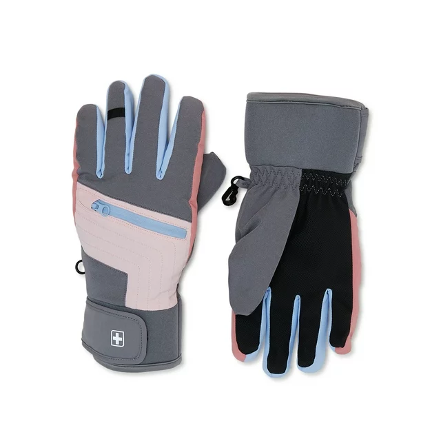 Girls Hybrid Zipper Pocket Ski Gloves