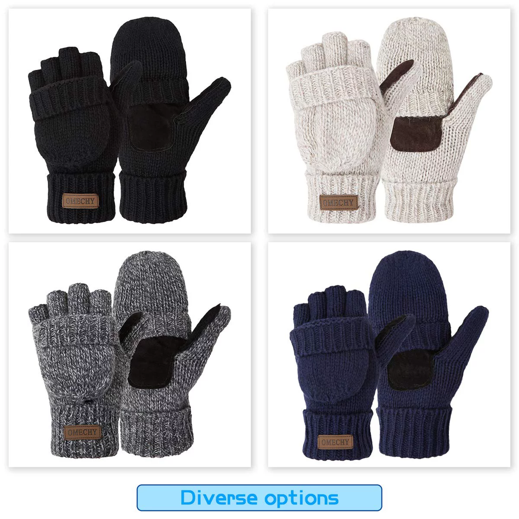 Winter Mittens Fingerless Wool Knitted Warm Gloves Men and Women