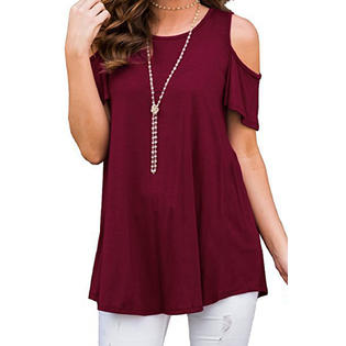 Women Solid Pattern Cut Off Sleeves Summer Top