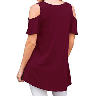 Women Solid Pattern Cut Off Sleeves Summer Top