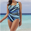 Women Striped Pattern One Piece Slim Fit Square Neck Stylish Swimwear