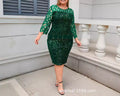 Women Magnificent Round Neck Sequins Decorated Half Sleeve Dress
