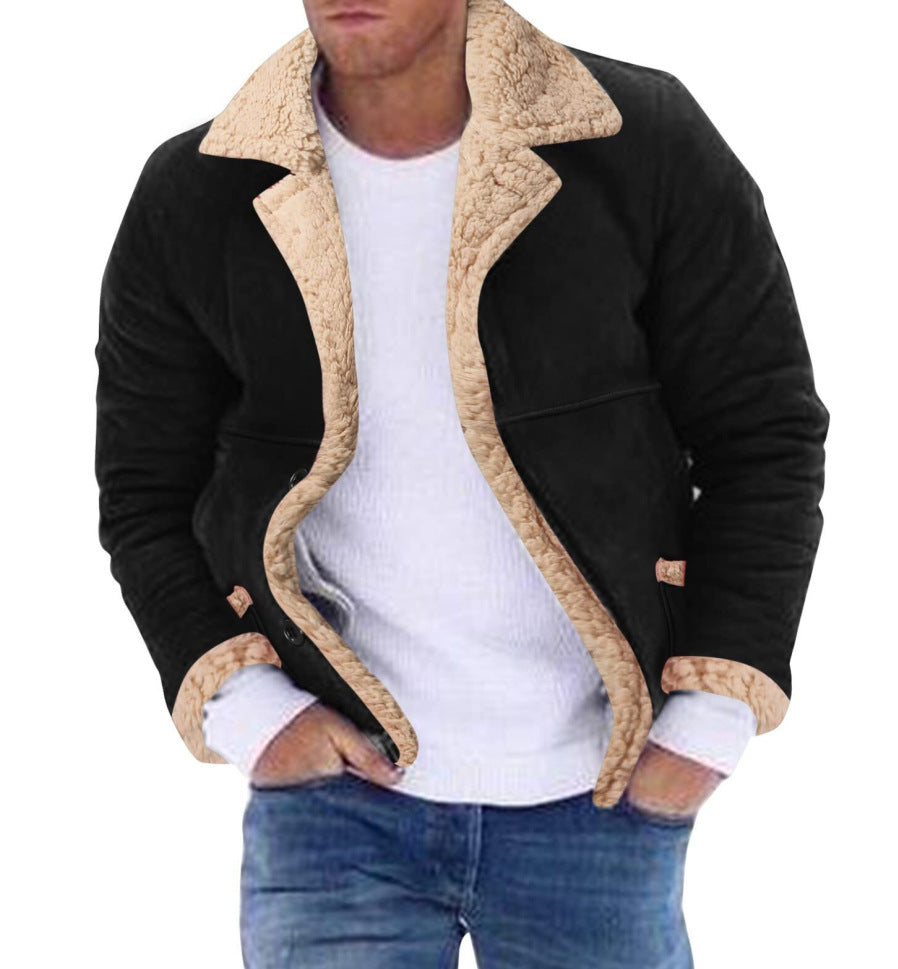 Large Size Men's Leather Fur Jacket Winter Plush Thick Thickened Fashion Coat