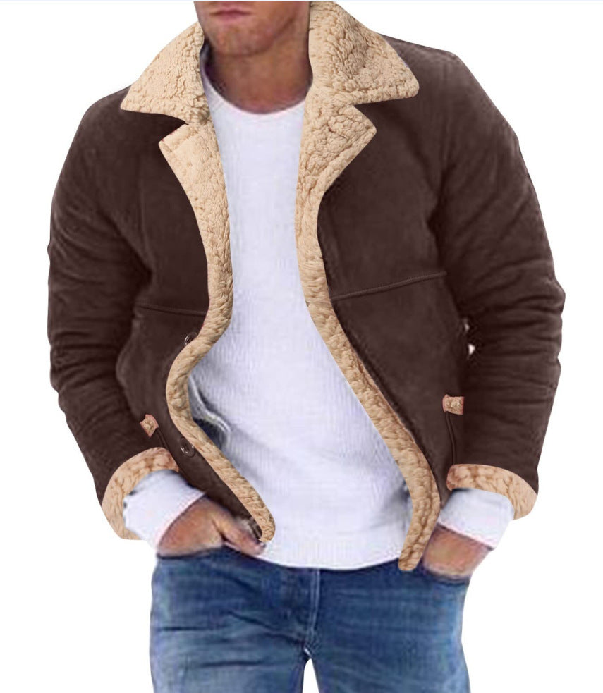 Large Size Men's Leather Fur Jacket Winter Plush Thick Thickened Fashion Coat