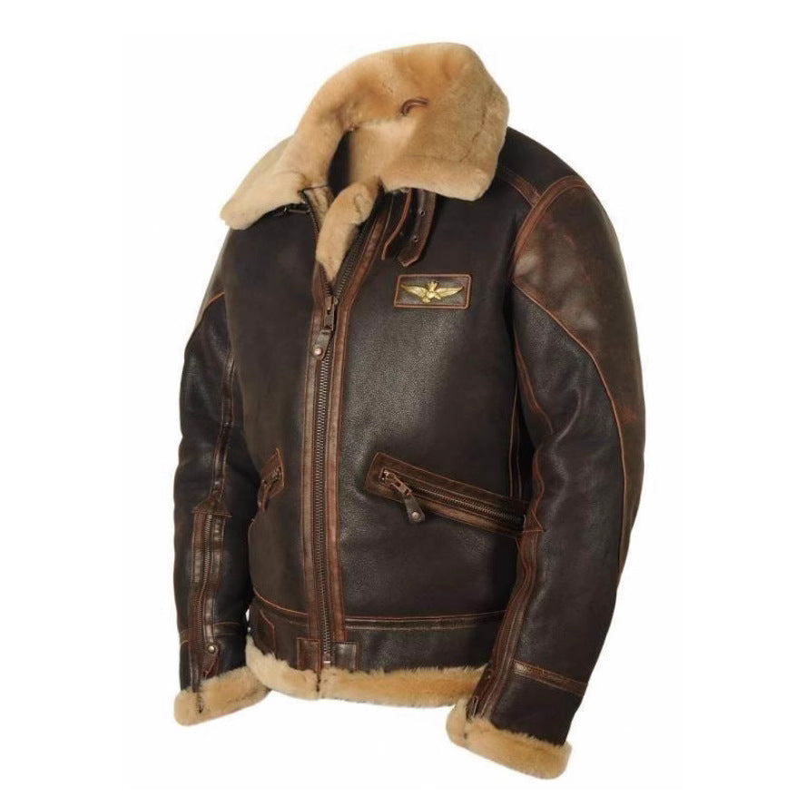 Men’s Leather Jacket Classic Winter Fashion Outerwear