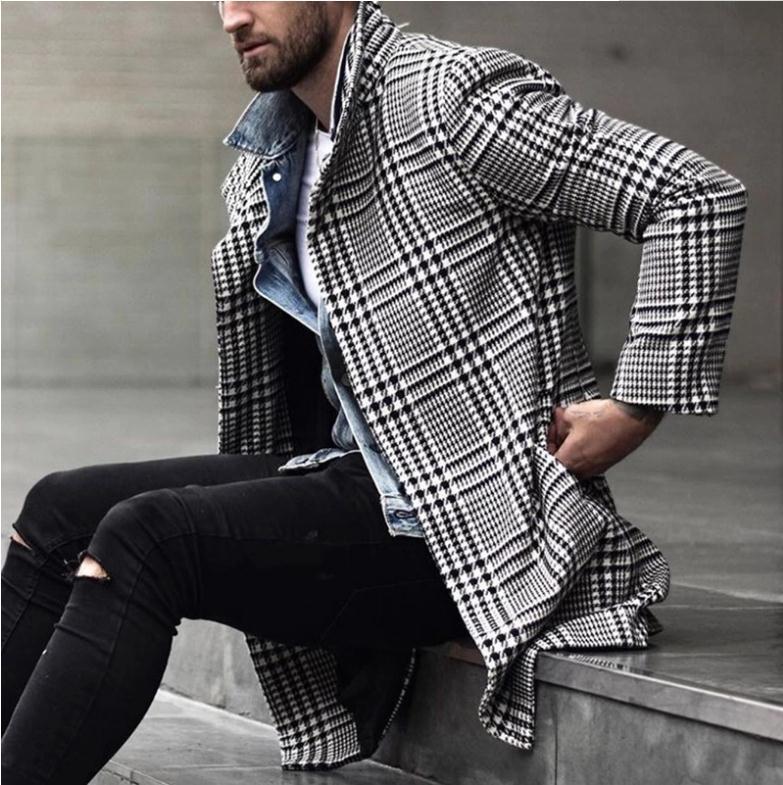 MEN LATTICE LONG COAT