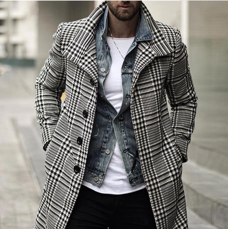 MEN LATTICE LONG COAT