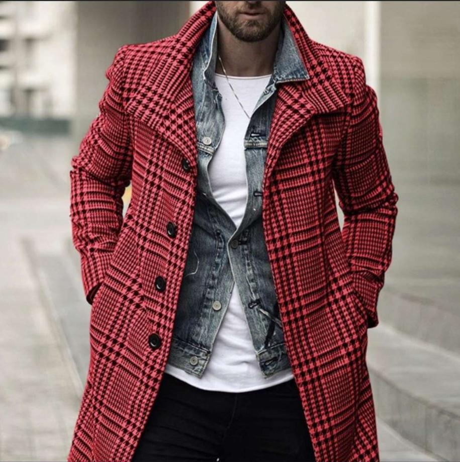 MEN LATTICE LONG COAT