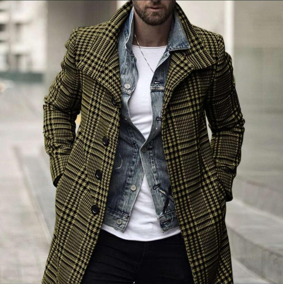 MEN LATTICE LONG COAT