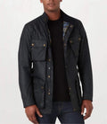 Men’s Plaid-Lined Workwear Jacket with Belt and Zipper