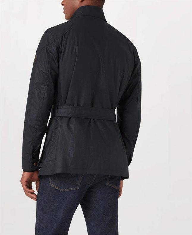 Men’s Plaid-Lined Workwear Jacket with Belt and Zipper