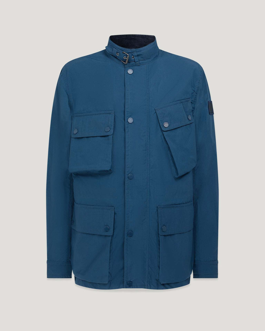 Men’s Plaid-Lined Workwear Jacket with Belt and Zipper