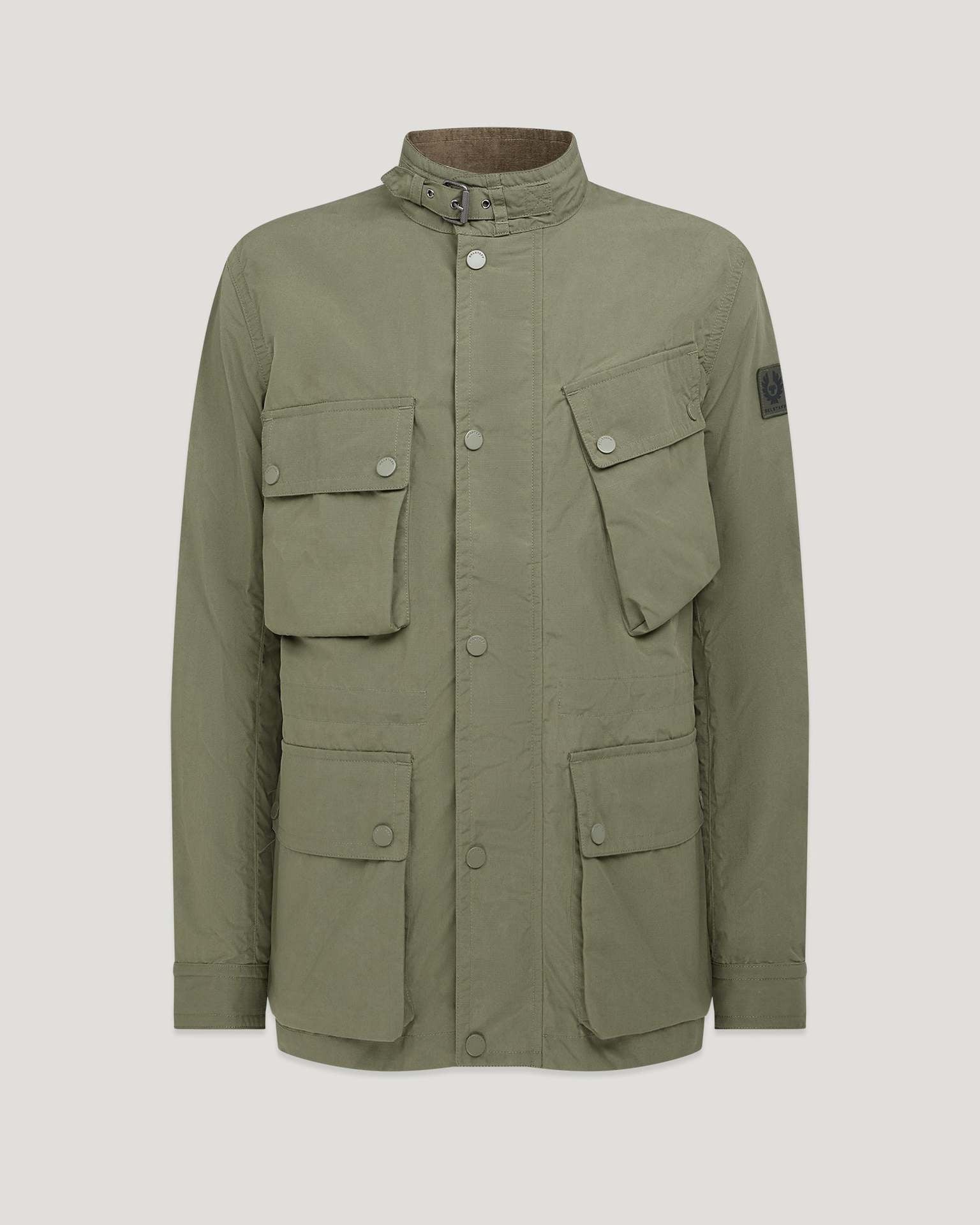 Men’s Plaid-Lined Workwear Jacket with Belt and Zipper