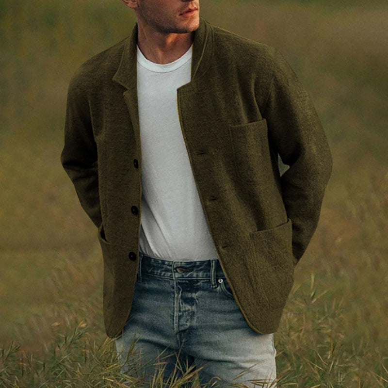 Men’s Solid Color Fashion Casual Overcoat