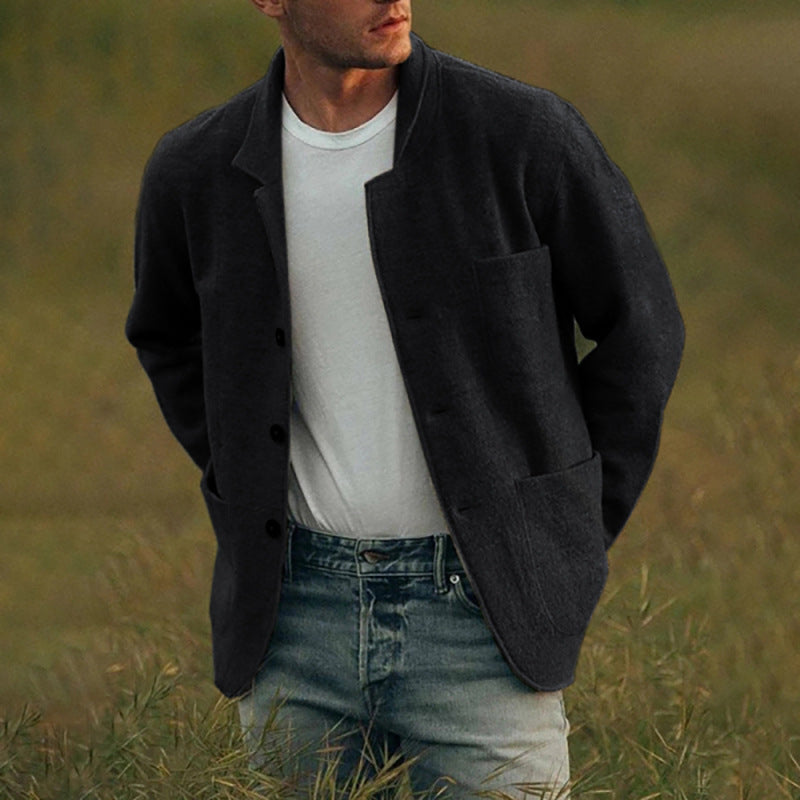 Men’s Solid Color Fashion Casual Overcoat