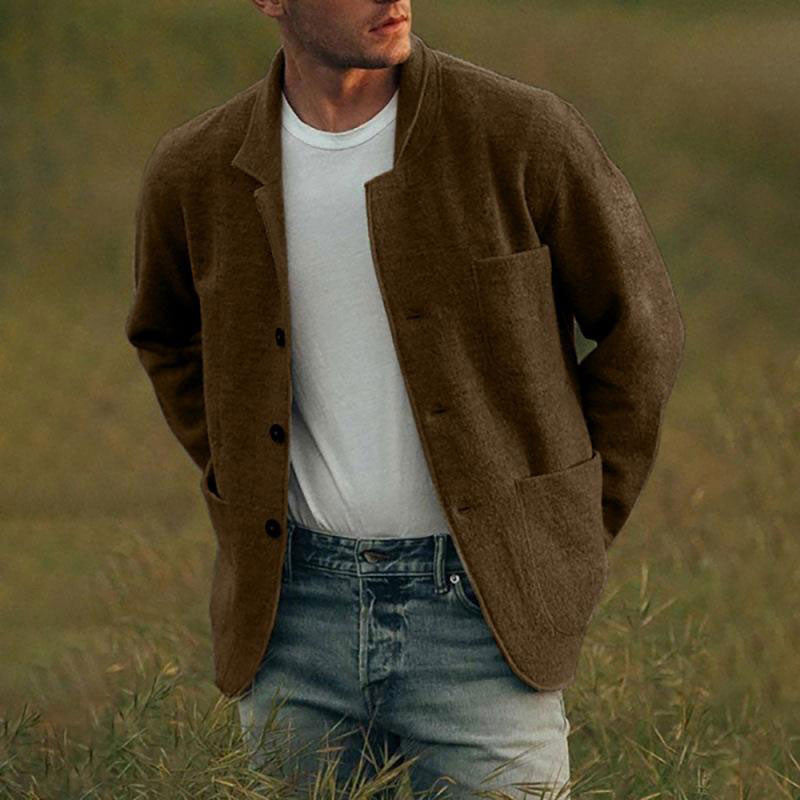 Men’s Solid Color Fashion Casual Overcoat