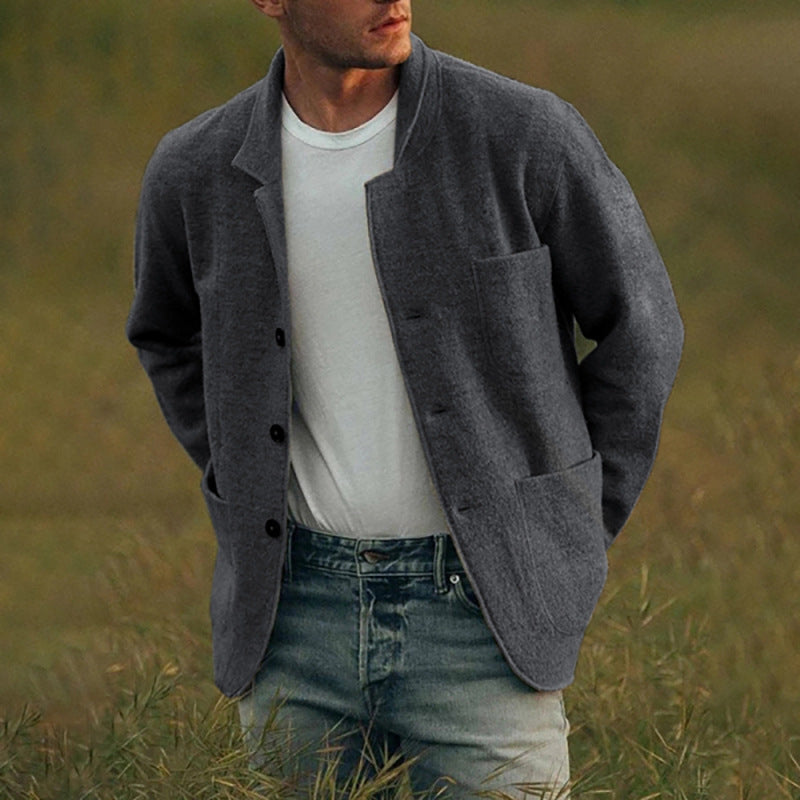 Men’s Solid Color Fashion Casual Overcoat