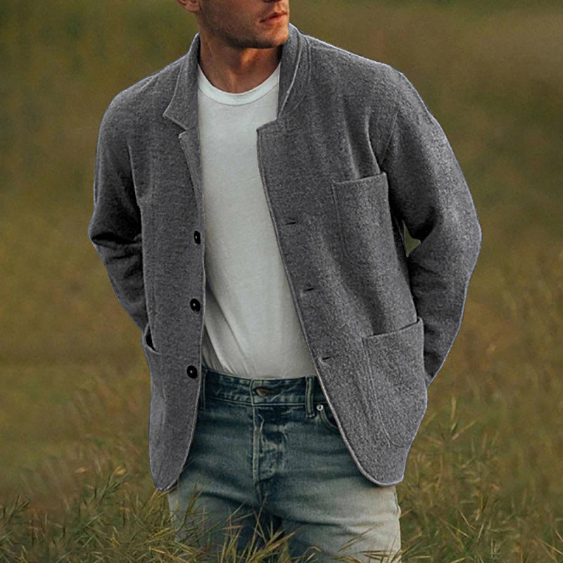 Men’s Solid Color Fashion Casual Overcoat