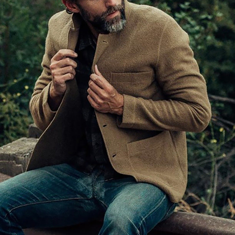 Men’s Solid Color Fashion Casual Overcoat