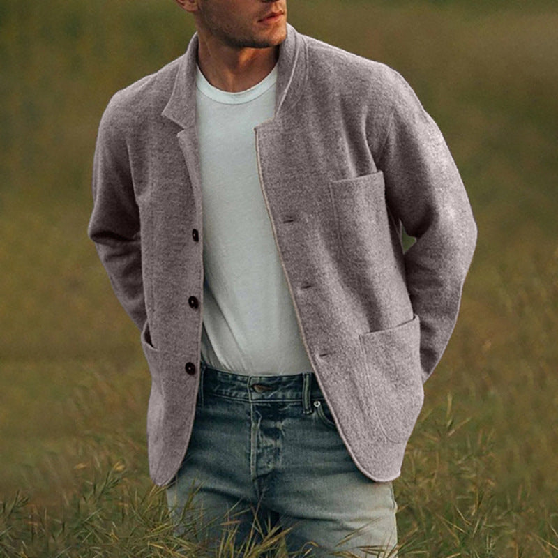 Men’s Solid Color Fashion Casual Overcoat