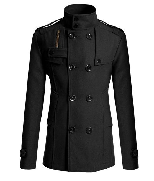 Men’s Slim Mid-Length Woolen Trench Coat
