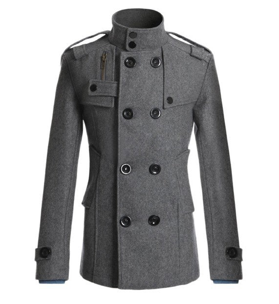 Men’s Slim Mid-Length Woolen Trench Coat