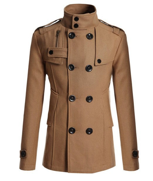 Men’s Slim Mid-Length Woolen Trench Coat