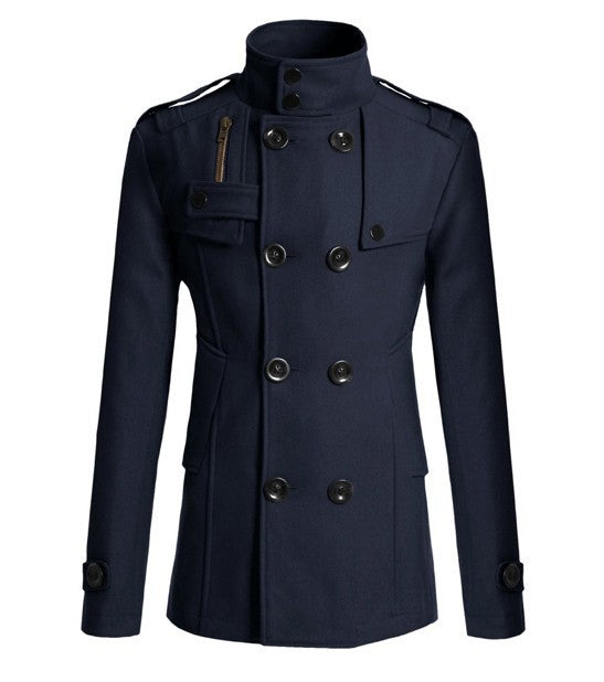 Men’s Slim Mid-Length Woolen Trench Coat