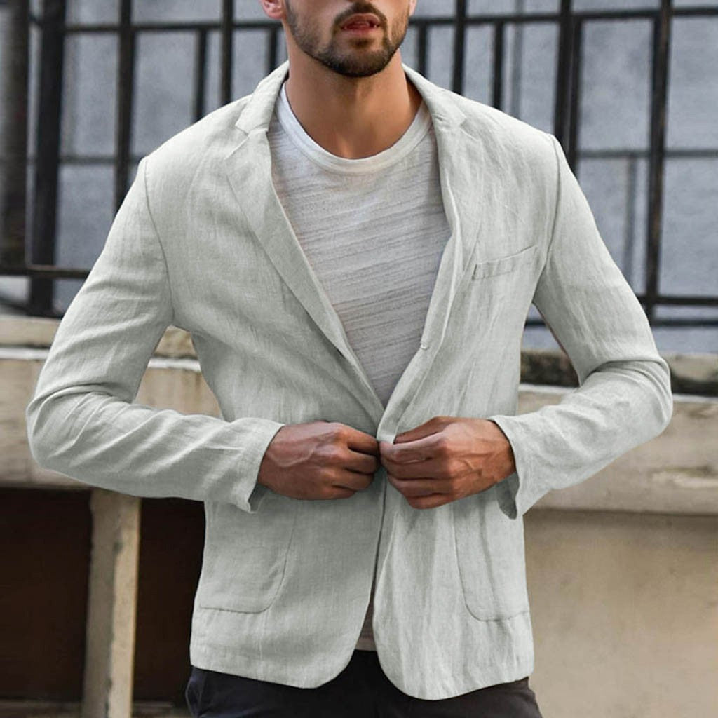 Men’s Cotton Linen Casual Suit Jacket