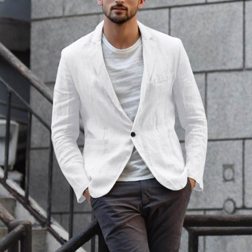 Men’s Cotton Linen Casual Suit Jacket