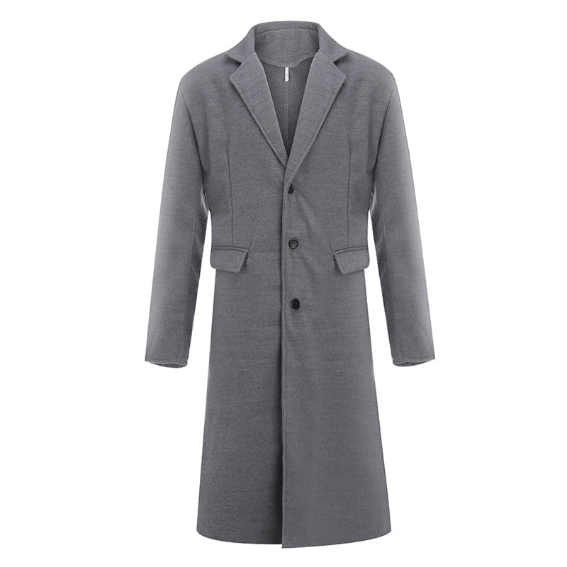 Men’s British Style Long Woolen Coat
