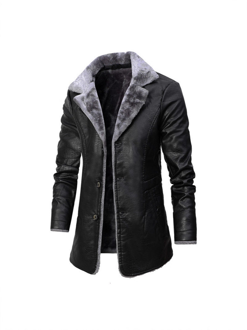 Men’s Mid-Length Plush Lapel Fur Coat