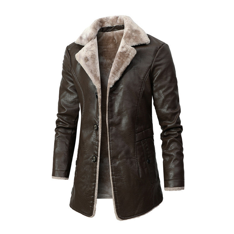 Men’s Mid-Length Plush Lapel Fur Coat