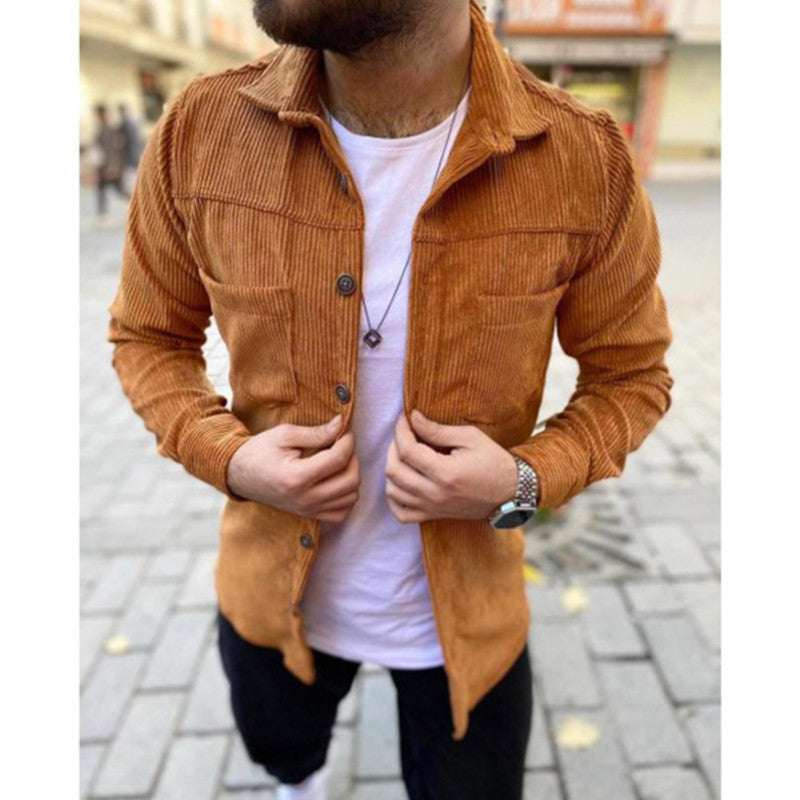 Men’s Slim-Fit Corduroy Lapel Jacket