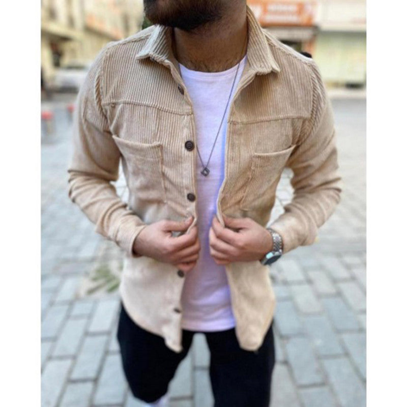 Men’s Slim-Fit Corduroy Lapel Jacket