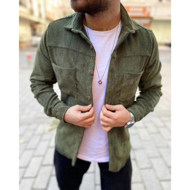 Men’s Slim-Fit Corduroy Lapel Jacket