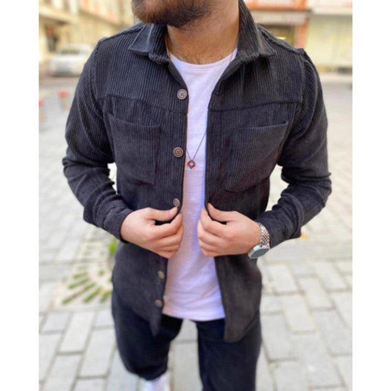 Men’s Slim-Fit Corduroy Lapel Jacket