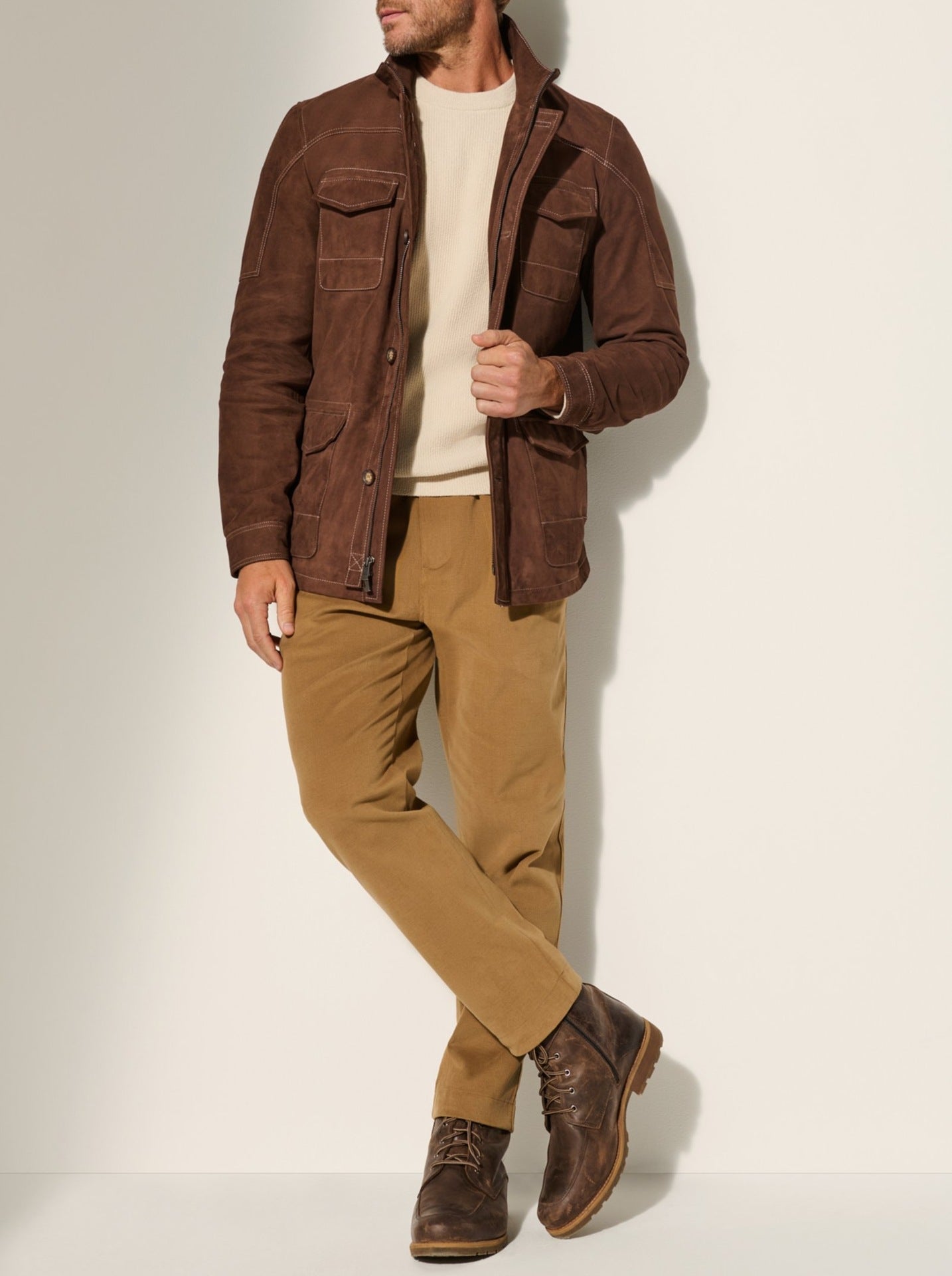 Men’s Retro Field Jacket – Suede Workwear Windbreaker for Autumn & Winter