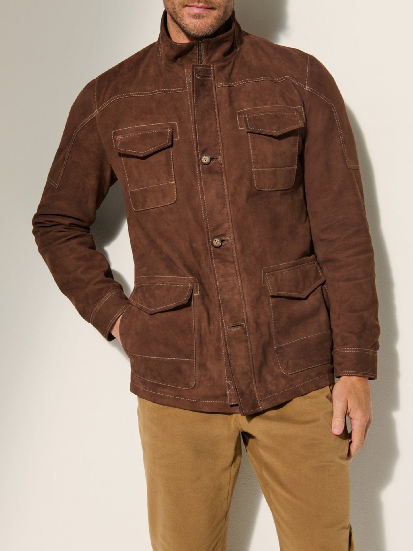 Men’s Retro Field Jacket – Suede Workwear Windbreaker for Autumn & Winter