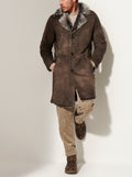 Men’s Tuscany-Style Faux Sheepskin Coat – One-Piece Fur Winter Jacket for Autumn & Winter