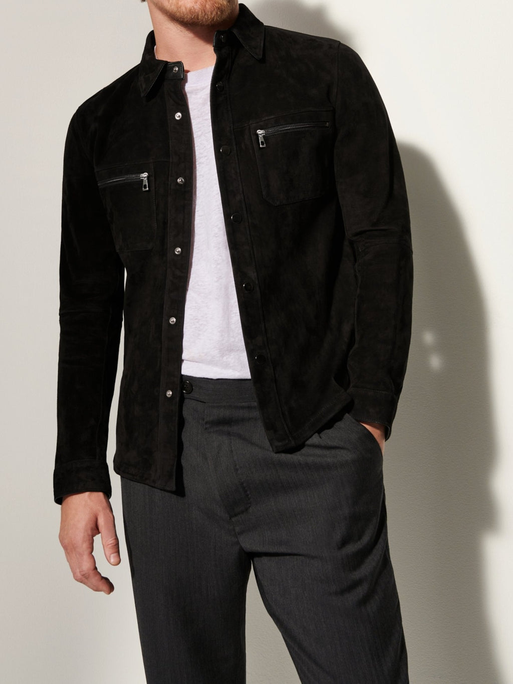 Men’s Double-Sided Leather Suede Lapel Jacket