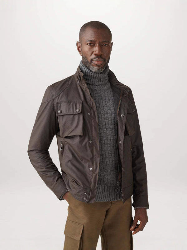 Men’s Lapel Zipper Pocket Plaid Lining Work Jacket