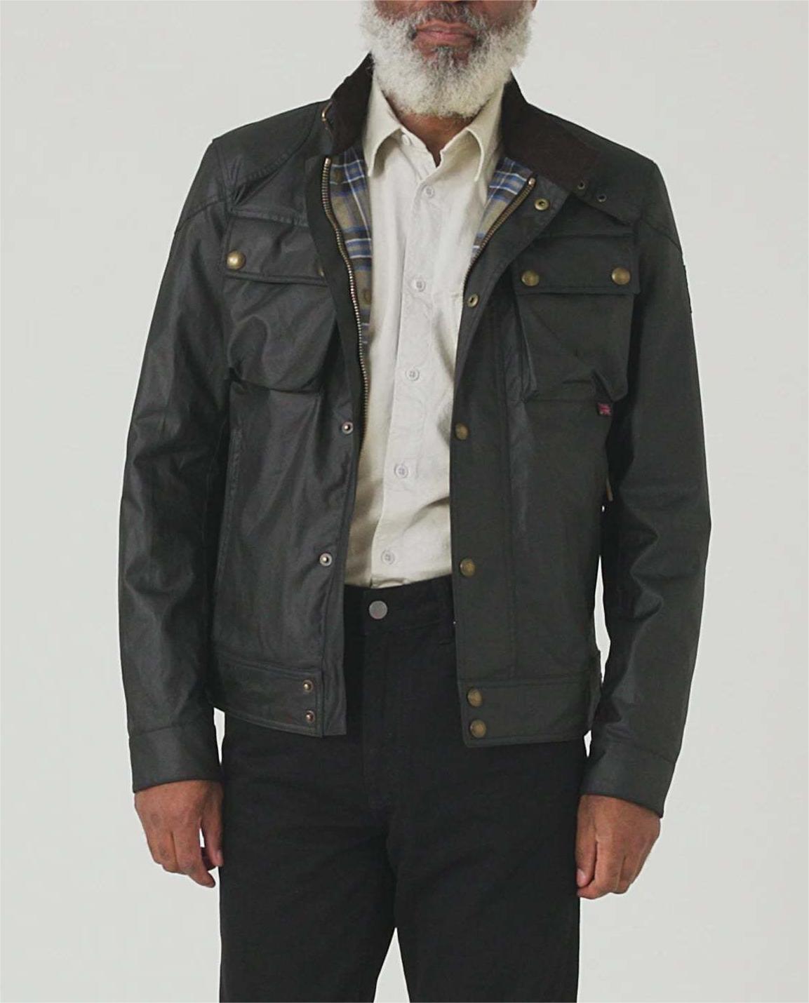 Men’s Lapel Zipper Pocket Plaid Lining Work Jacket