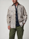 Men’s Double-Sided PU Leather Suede Lapel Shirt Jacket