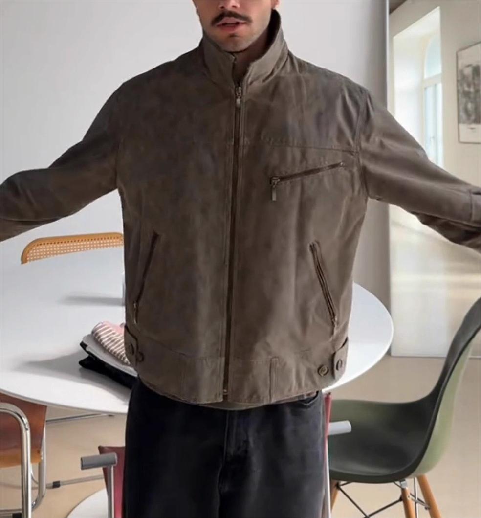 Men’s Washed Heavy Canvas Stand Collar Short Jacket