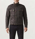 Men’s Retro Maillard Stand Collar Motorcycle Jacket
