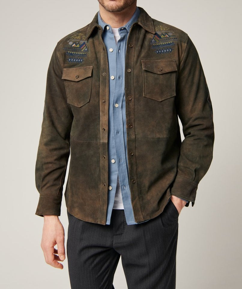 Men’s Retro Double-Pocket Suede Lined Jacket