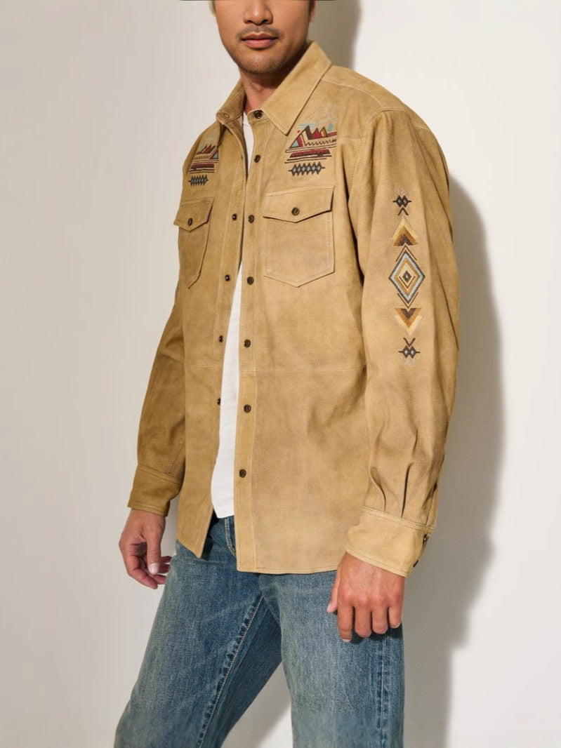 Men’s Retro Double-Pocket Suede Lined Jacket