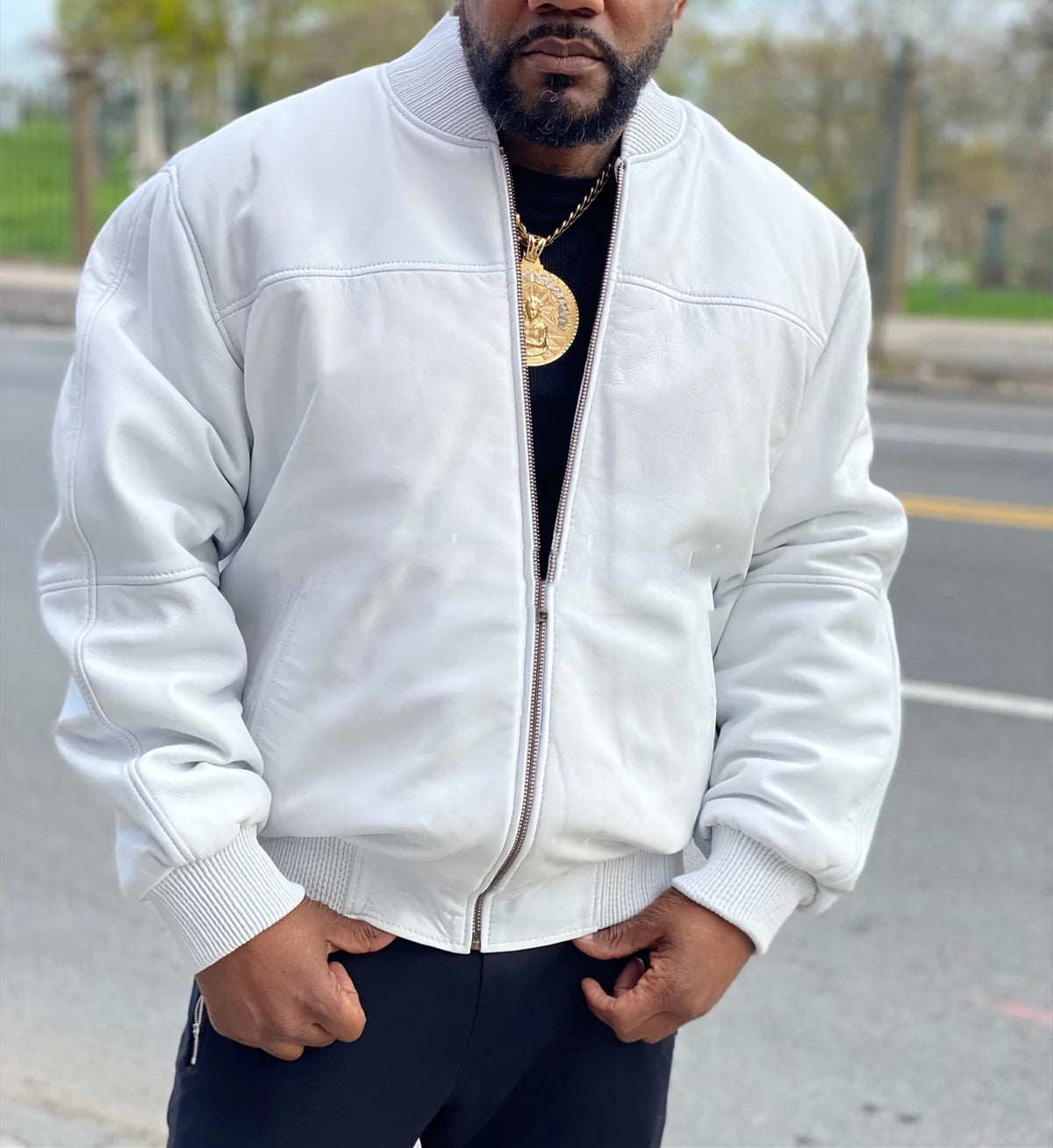 Men's Solid Color Thermal Zipper Pocket Jacket