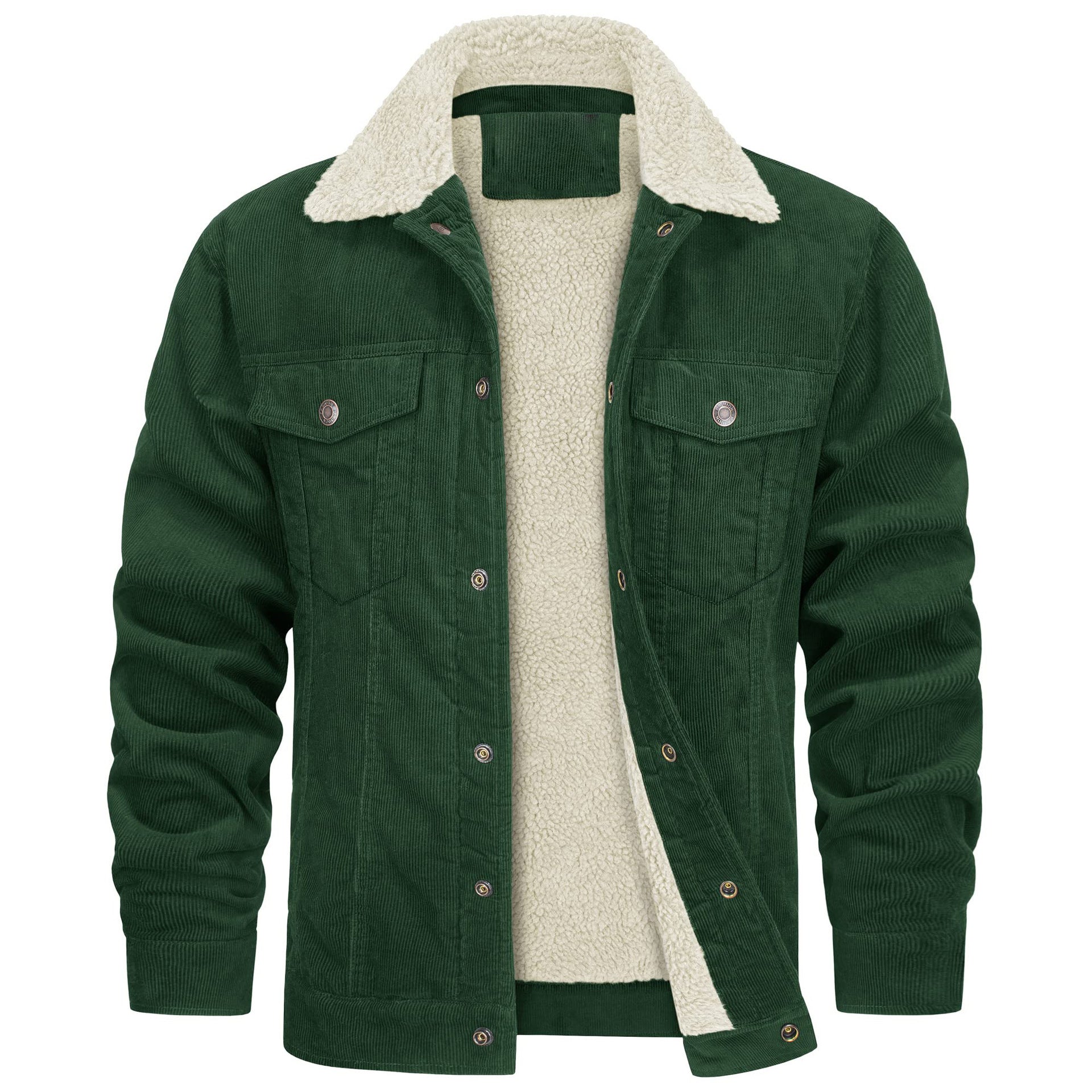 Men's Corduroy Plush Lapel Casual Jacket